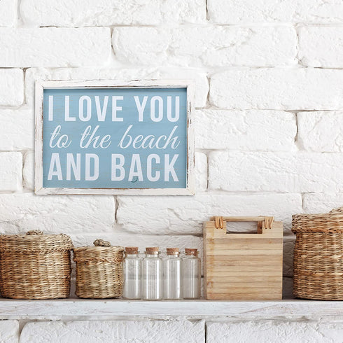 Barnyard Designs I Love You To The Beach And Back Wooden Wall Sign Beach House Home Decor Sign 16 x 12