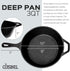 Cuisinel Cast Iron Skillet - 10"-Inch X 3"-Inch-Deep Frying Pan / 3-Quart Pot with Assist Handle - Pre-Seasoned Oven Safe Cookware - Indoor/Outdoor Use - Grill, Stovetop, BBQ, Firepit, Induction Safe