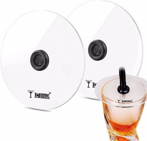 TMKEFFC Smoking Gun Cup Covers Pack of 2, Lids for Cocktail Drinks Handy Smoke Infuser Accessories, for Wine-Cups Goblet Glasses Tumblers Mugs Bowls Diameter Below 4.7"