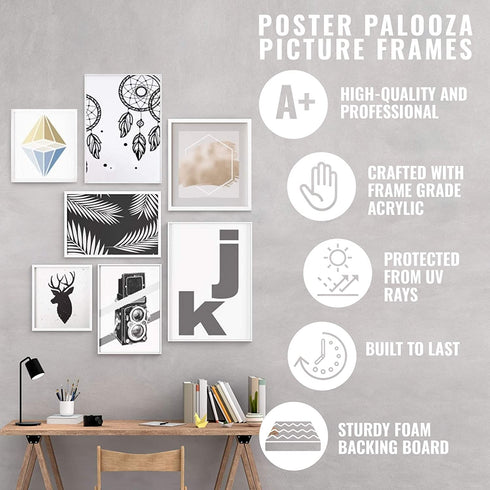 Poster Palooza 7x7 Contemporary Black Wood Picture Square Frame - Picture Frame Includes UV Acrylic, Foam Board Backing, & Hanging Hardware!