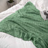 TREELY 100% Cotton Knitted Throw Blanket Couch Cover Blanket(50 x 60 Inches, Sage Green)