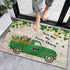 OneHoney Green Farm Truck Door Mat Wood Board Floor Bath Rugs, St.Patrick's Day Lucky Clover Leaf Entrance Doormats Non Slip Kitchen Rug for Indoor Bedroom Bathroom Living Room 16x24inch