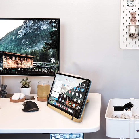 Bamboo Book Stand for Reading, a Cookbook Stand / Recipe Book Holder, Sheet Music Stand, Art Easel, Phone or Tablet Stand - 1 Unit