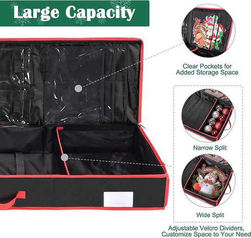 Yescom Christmas Wrapping Paper Storage Box Divider Xmas Decor Organizer Container, Black