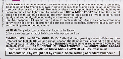 Grow More 5118 Bromeliad Tillandsia Food 17-8-22, 1.25-Pound
