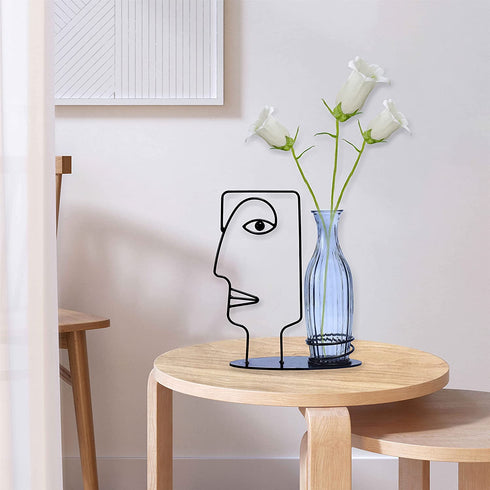 CFFOWNUG Head vase Face vase Glass Vase Decorations Made of Metal and Glass Hydroponics Vase Metal Flower Vase for Indoor Desk Decoration,Unique Vase,Suits Home,Office,Outdoor Decoration