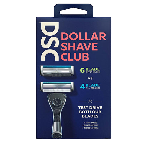 Dollar Shave Club Men's Razor Mixed Starter Shaving Kit For a Comfortable and Smooth Shave Includes 1 Handle, 4-Blade Cartridge, and 6-Blade Cartridge Shaving Kit for Men 3 Count