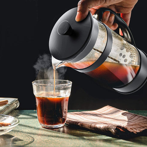 Utopia Kitchen French Press Espresso and Tea Maker with Triple Filters, Stainless Steel Plunger and Heat Resistant Borosilicate Glass (Black)