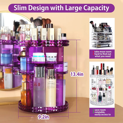 Clear Makeup Organizer - Perfume Organizer Tray V-Hanver Adjustable Makeup Storage Organizer with 6 Layers, Large Capacity Clear Makeup Organizer Acrylic Cosmetic Display Case