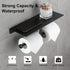 DUFU Toilet Paper Holder with Shelf,Anti-Rust Aluminum Double Roll Toilet Paper Holder with Mobile Phone Shelf for Bathroom,Self-Adhesive No Drill or Wall-Mounted with Screws for Bathroom (Matt Black)