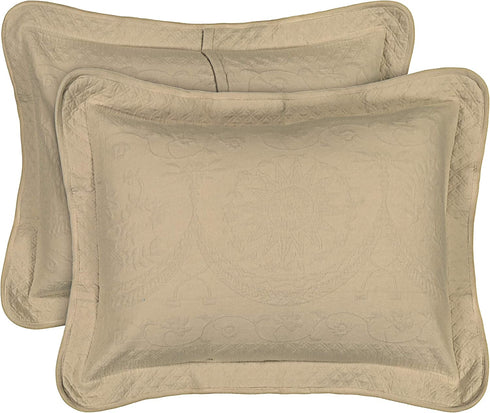 HISTORIC CHARLESTON King Charles Classic European Matelasse Cotton Decorative Pillow Case, King Sham (20" x 36"), Birch
