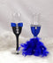 Abbie Home Bride and Groom Wedding Champagne Toasting Flute - Mr Mrs Wine Glasses Wedding Toasting Glasses with Feather Dress Black Suit Rhinestone, Set of 2 (Glass Set)