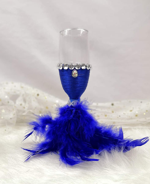 Abbie Home Bride and Groom Wedding Champagne Toasting Flute - Mr Mrs Wine Glasses Wedding Toasting Glasses with Feather Dress Black Suit Rhinestone, Set of 2 (Glass Set)