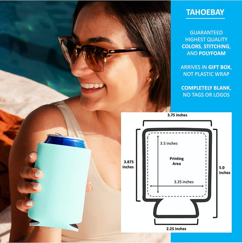 TahoeBay Blank Beer Can Coolers (25-Pack) Plain Bulk Collapsible Foam Soda Cover Coolies, Personalized Sublimation Sleeves for Weddings, Bachelorette Parties, HTV Projects (Multicolor)