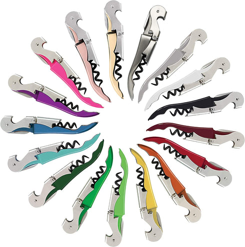 True TrueTap Soft Touch Black Double Hinged Waiters Corkscrew, Stainless Steel Wine Key with Foil Cutter