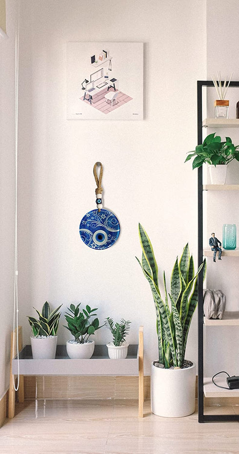 MC.HOMIES 4.7'' Evil Eye Wall Decor & Gift Hamsa Hand Evil Eye Keychain - Evil Eye Decorations for Home - Evil Eye Turkish and Greek Decor - Wall Home Decor Amulet (Flower Pattern)