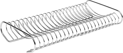 MyGift Chrome Plated Metal Kitchen Dish Plate Storage Organizer and Drying Rack, Holds up to 21 Dinner, Salad, and Dessert Round Plates