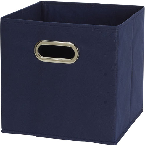 Household Essentials 81-1 Foldable Fabric Storage Bins | Set of 6 Cubby Cubes with Handles | Navy Blue, 6 lbs