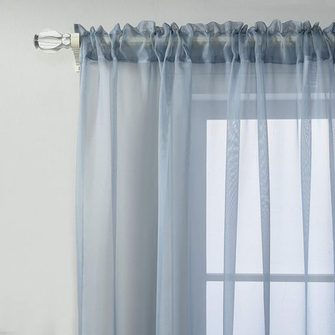Dusty Blue Voile Sheer Curtains for Living Room 84 Inches Long 2 Panels Rod Pocket Light Filtering Treatment Window Drapes Solid Blue Sheer Curtains for Girls Bedroom 52 X 84 Inch Length
