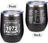 50th Birthday Gifts for Women and Men - 1972 50th Birthday Decorations - 12 Oz Insulated Stainless Steel Wine Tumbler with Lid for Her Wife Mom Grandma Aunt Friend, Black