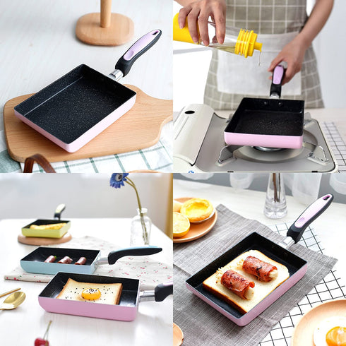 Tamagoyaki Japanese Omelette Pan/Egg Pan - Non-stick Coating - Rectangle Frying Pan Mini Frying Pan (Yellow)