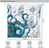 DESIHOM Cool Octopus Shower Curtain Anime Nautical Shower Curtain Teal Kraken Shower Curtain Sailboat Pirate Shower Curtain Polyester Fabric-72" x 72"