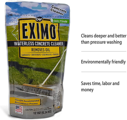 EXIMO® Waterless Concrete Cleaner (0.75 lbs) for Driveway, Garage, Basement, and Walkway Surfaces, Advanced Stain Remover for Oils and Other Petroleum Stains