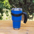 Stainless Steel Travel Mug with Handle 30 oz - 6 Piece Set. Tumbler with Handle, Straw, Cleaning Brush & 2 Lids. Double Wall Insulated Large Coffee Mug Bundle - Royal Blue Powder Coat Tumbler