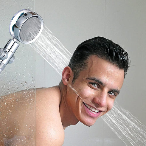 HERLLY High Pressure Shower Head with Handheld,Angle-adjustable Showerhead with Turbofan,Hydro Jet Shower Head with Shower Bracket Holder and Filter,for Detachable and One-click Pause Button Function
