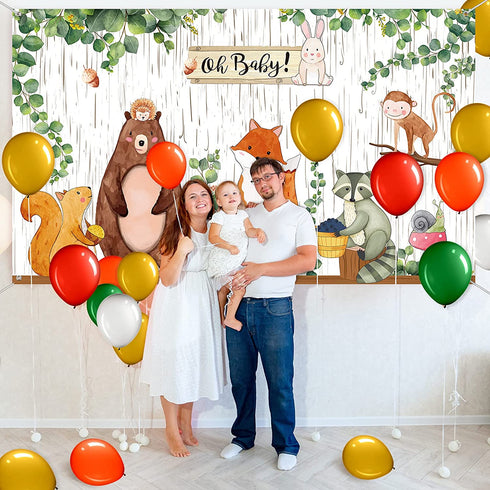 Woodland Decorations for Baby Animals Backdrop Balloon Arch Garland Kit Woodland Backdrop Forest Eucalyptus Ivy Leaves Balloons For Baby Shower Gender Neutral Birthday Party Supplies