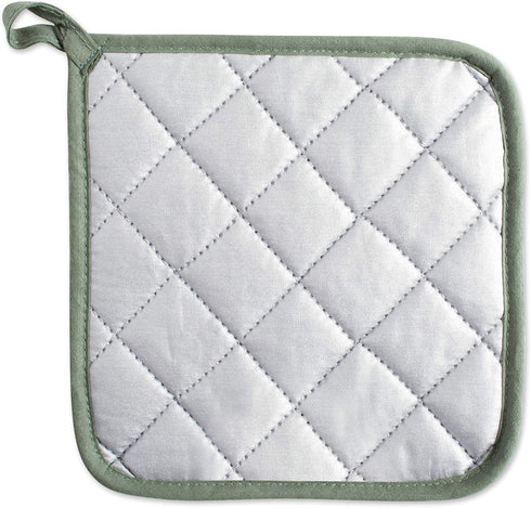 DII Basic Terry Collection Quilted 100% Cotton, Potholder, Artichoke Green, 3 Piece