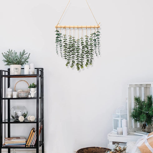 Artificial Eucalyptus Wall Hanging Plant, Boho Wall Decor for Bathroom Greenery Wall Hanging Decor for Bedroom, Farmhouse, Wedding and Living Room