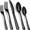 Tribal Cooking Black Flatware serving set - Stainless Steel Silverware Set - 20 Piece - Cutlery Set - Silverware Set Service for 4 - Knives, Fork and Spoon - Dishwasher Safe - Stunning Polished Finish