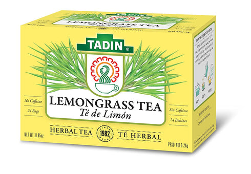 Tadin Lemongrass Herbal Tea, Caffeine Free, 24 Tea Bags Per Box, Pack of 6 Boxes Total