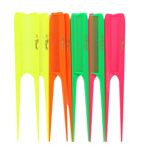 Krest Cleopatra 8-1/2 inch Rattail Combs Extra Fine Tooth.Rat Tail Comb Model #441 Color Neon Mix. 1 dozen.