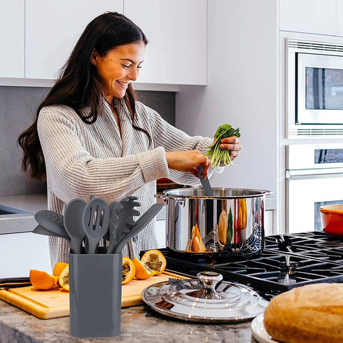 Kitchen Utensils Set?15pcs Dishwasher Safe Silicone Cooking Utensils Set ?Non-stick Kitchen Utensils?446°F Heat Resistant Cooking Utensils(BPA Free)