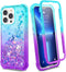 Ruky Case Compatible with iPhone 13 Pro Max, Full Body Glitter Liquid Cover with Built-in Screen Protector Soft TPU Shockproof Protective Girls Women Phone Case for iPhone 13 Pro Max, Teal Purple