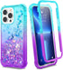 Ruky Case Compatible with iPhone 13 Pro Max, Full Body Glitter Liquid Cover with Built-in Screen Protector Soft TPU Shockproof Protective Girls Women Phone Case for iPhone 13 Pro Max, Teal Purple
