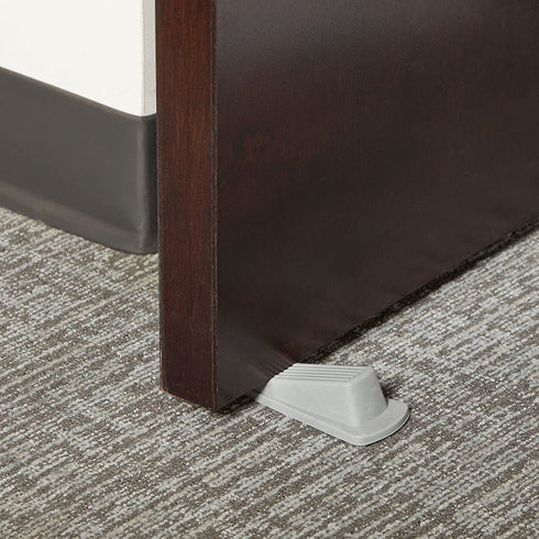 Large Rubber Door Stopper Wedge for Carpet, Wood, Tile Floor (Grey, 4.8 in, 12 Pack)