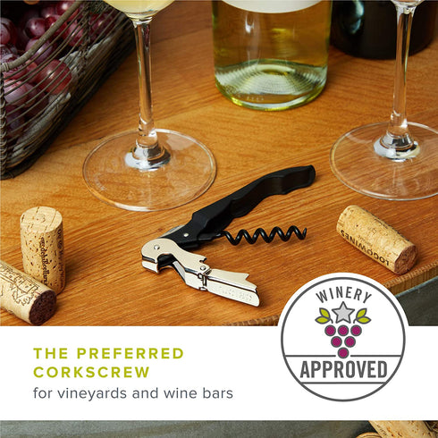 True TrueTap Metallic Purple Double Hinged Waiters Corkscrew, Stainless Steel Wine Key with Foil Cutter 4.75x0.5x1