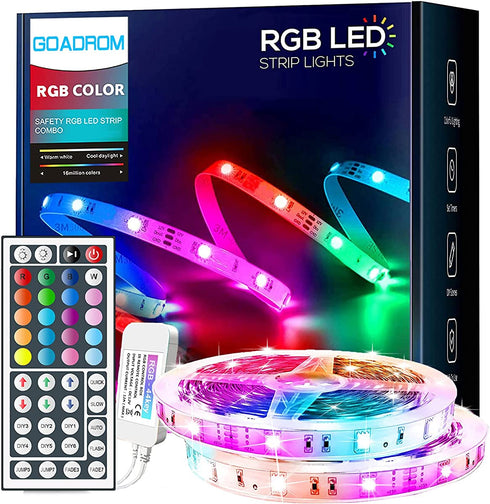 Led Strip Lights 65.6ft, GOADROM Ultra Long 5050 RGB Flexible Led Lights Color Changing Light Strips with 44 Keys IR Remote Control for Home, Bedroom, Kitchen, DIY Modes(2 Rolls of 32.8ft)
