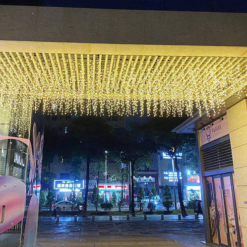 GTSYDING LED Window Curtain String Lights, Christmas Lcicle Lights 13Ft 96 LEDs Starry Fairy String Lights Plug in 8 Modes for Wedding Party Bedroom Garden Patio Outdoor Indoor (Warm White, 4)