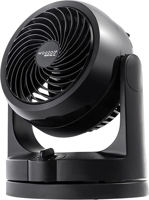 IRIS USA WOOZOO Oscillating Fan, Vortex Fan, Air Circulator, Desk Fan, Portable Fan, 3 Speed Settings, 6 Tilting Head Settings, 26ft Max Air Distance, Medium, Black