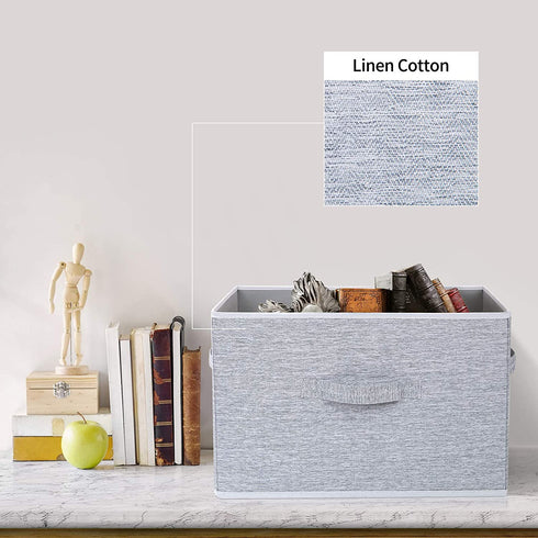 DIMJ Closet Storage Bins, Fabric Storage Basket for Shelves, Collapsible Storage Bins with Handles Closet Organizers and Storage Cubes Box for Clothes, Toys, Other Sundries (Gray, 3 Packs )