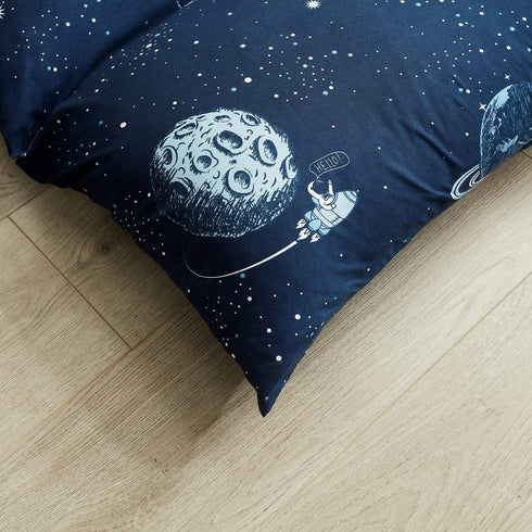 Mengersi Galaxy Kids Floor Pillow Case Bed Cover, Boys Toddler Floor Pillow Cover, Requires 5 Pillows (Pillows Not Included) (King(Cover Only), Navy)