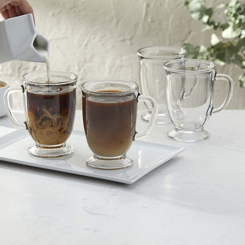 Libbey Kona Glass Coffee Mugs, Set of 6
