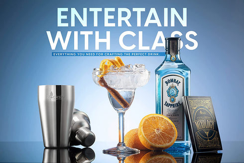 ROCKSLY Mixology Bartender Kit and Cocktail Shaker Set for Drink Mixing | Mixology Set with 6 Bar Set Tools and Pinewood Stand Makes It the Perfect Home Cocktail Kit | Complete Bartender Kit (Silver)
