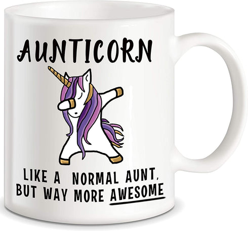 CLASSIC MUGS Aunticorn Funny Aunt Coffee Mug Best Mother's Day Gift for Aunty Aunties Siblings Sisters from Niece Nephew Sister Uncle Mom Dad Novelty Gag Gift for Christmas Birthday Mug Tea Cup