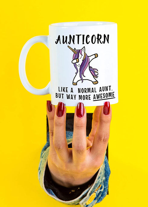 CLASSIC MUGS Aunticorn Funny Aunt Coffee Mug Best Mother's Day Gift for Aunty Aunties Siblings Sisters from Niece Nephew Sister Uncle Mom Dad Novelty Gag Gift for Christmas Birthday Mug Tea Cup