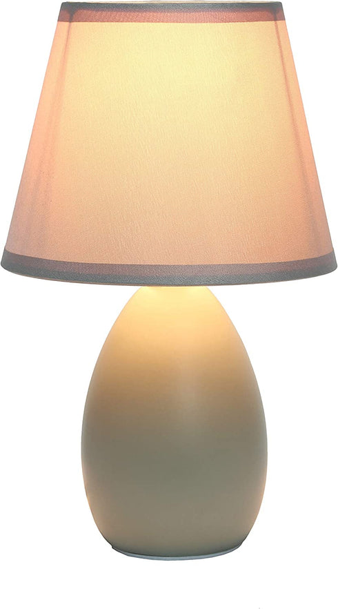 Simple Designs LT2009-GRY Mini Egg Oval Ceramic Table Lamp, Gray